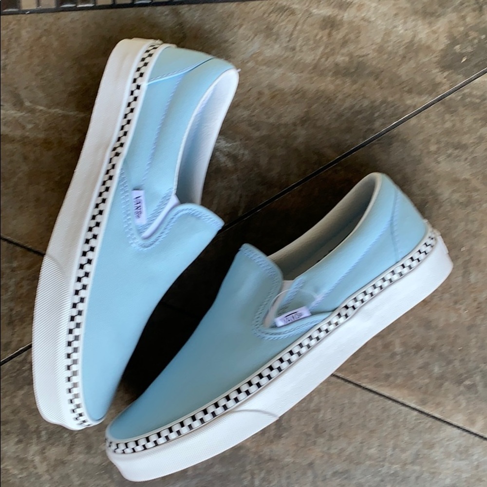 VANS CLASSIC SLIP-ON CHECK FOXING COOL BLUE WMNS - Picture 15 of 16